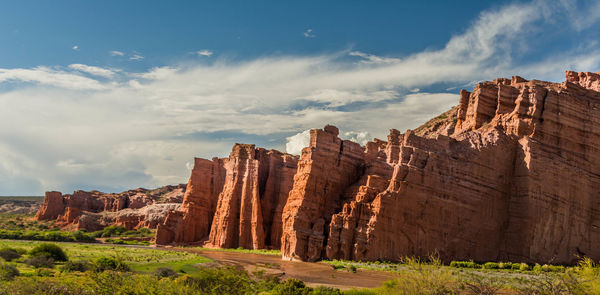 Panoramic view of rock formation against sky