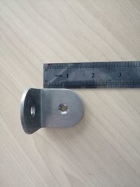 High angle view of camera on table