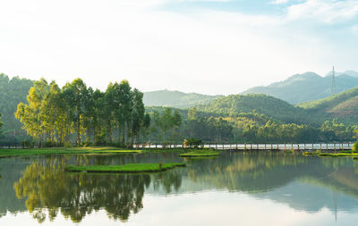 Scenic view of lake against sky