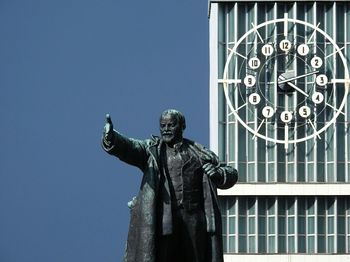 Low angle view of statue against clear sky
