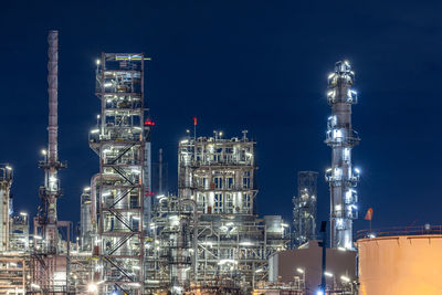 Oil and gas refinery plant at night, global business energy logistic transportation, oil and gas