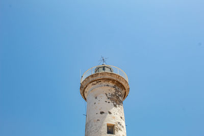 Low angle view of lighthouse against clear sky