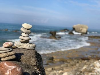 Stack of stones on beach