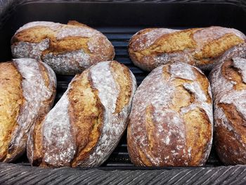 High angle view of bread on table