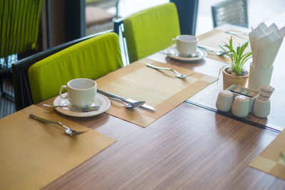 Coffee cup on table