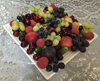 Close-up of strawberries on table