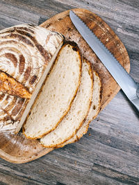 High angle view of breakfast on table