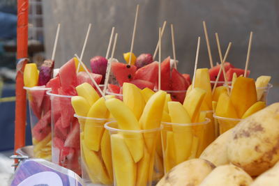 Close-up of food on table