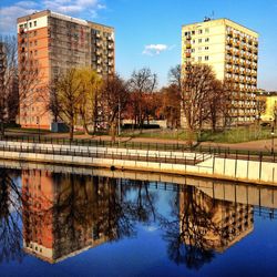 Reflection of buildings in water