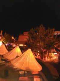 Tent in city at night