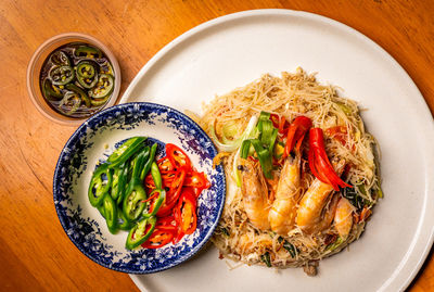 High angle view of meal served in plate