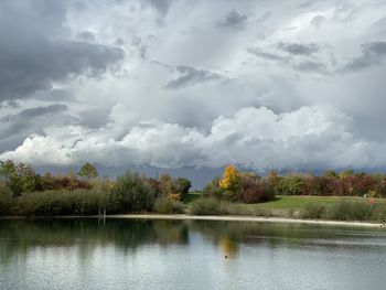 Scenic view of lake against sky