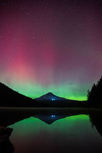 Scenic view of lake against sky at night