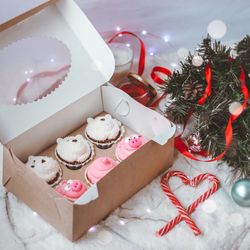 High angle view of christmas decorations on table