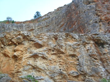 Low angle view of rock formations