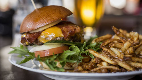 Close-up of food on table