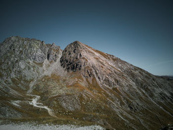 Low angle view of rock formation against clear sky