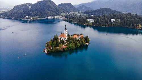 Scenic view of lake and mountains