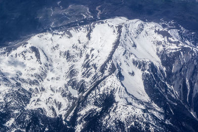 High angle view of snowcapped mountains