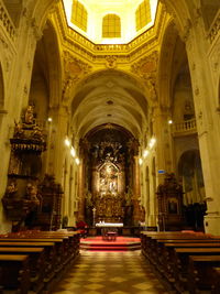 Interior of illuminated cathedral