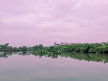 Scenic view of lake against sky