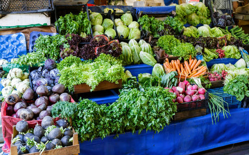 Vegetables for sale at market stall