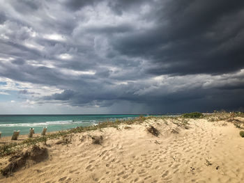 Scenic view of beach against sky