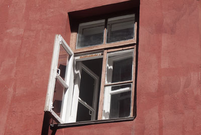 Low angle view of window on building