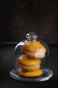 Close-up of ice cream in jar on table