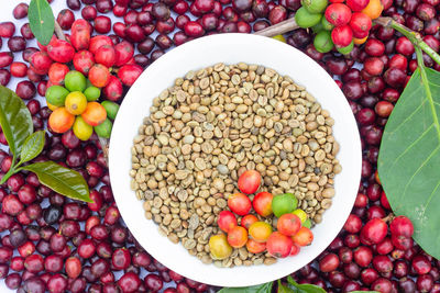 High angle view of fruits in bowl
