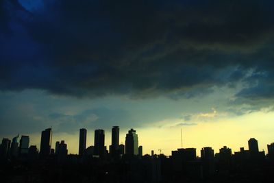 View of city at sunset