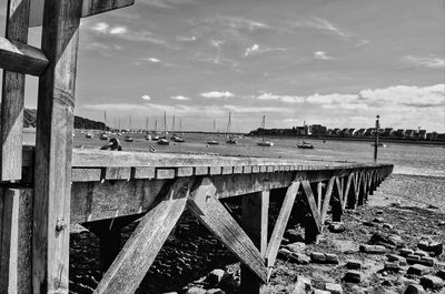 Bridge over river against sky