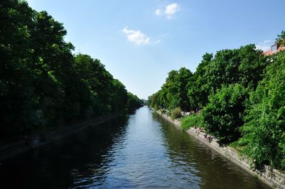 View of canal along trees