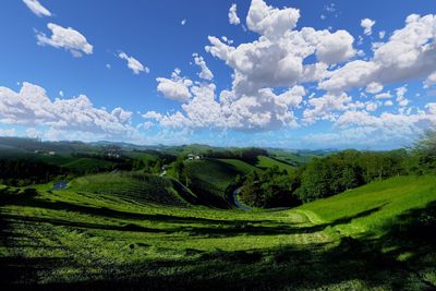 Scenic view of land against sky
