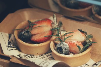 Close-up of dessert in plate on table