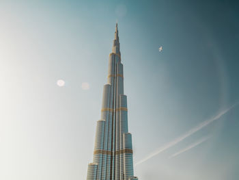 Low angle view of modern building against clear sky