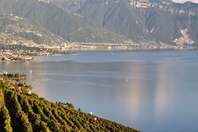 Scenic view of sea and mountains