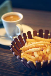 Close-up of coffee on table