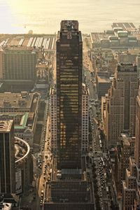 High angle view of buildings in city