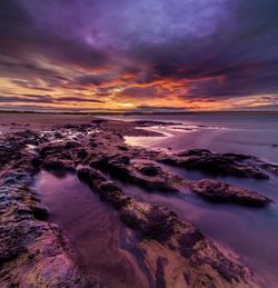 Scenic view of sea against cloudy sky