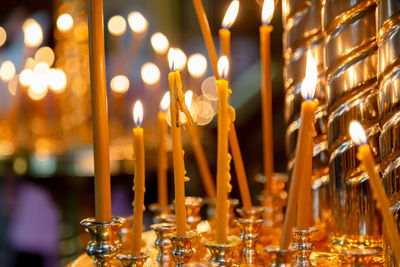 Candles in the dark with soft focus and bokeh. memorial, hope, remembrance day.