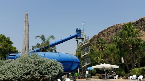 Low angle view of slide at water park