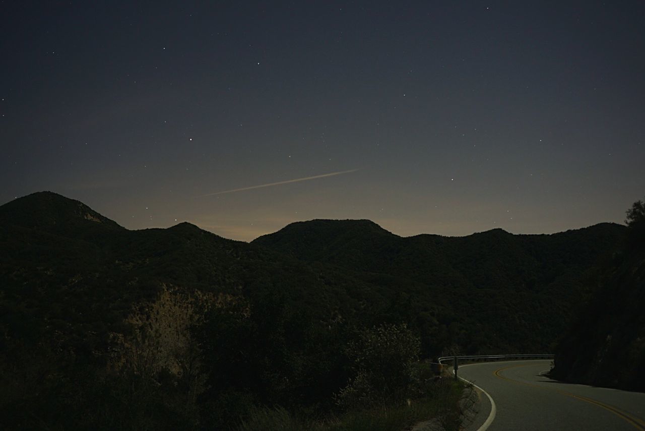 mountain, nature, beauty in nature, road, tranquility, scenics, tranquil scene, landscape, night, no people, outdoors, sky, star - space, astronomy