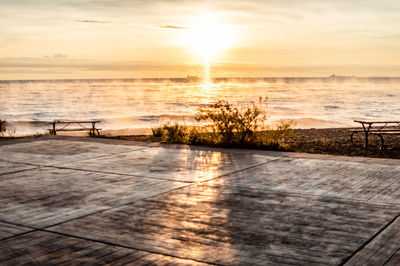 Scenic view of sea against sky during sunset