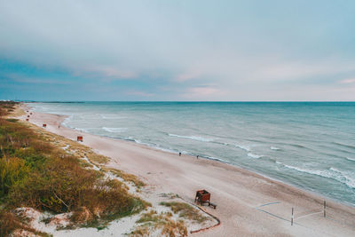 High angle view of beach against sky