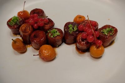 Close-up of strawberries in plate