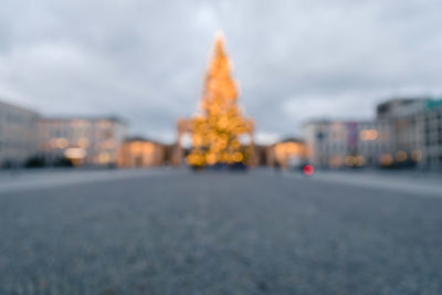 Surface level of road against buildings