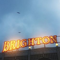 Low angle view of illuminated birds flying against sky