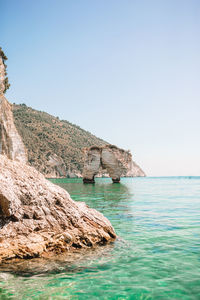 Scenic view of sea against clear sky