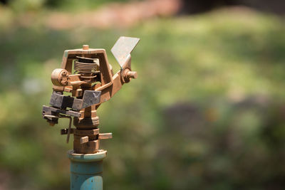 Close-up of rusty sprinkler